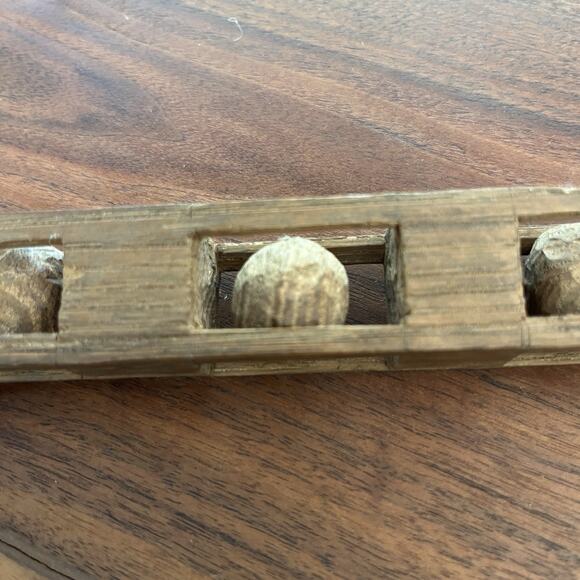 Antique Wooden Whimsy Hand Carved Wood Balls in Cage Frame - Picture 2 of 6